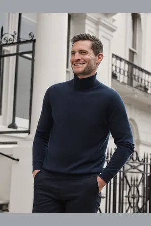 Pure Collection Mens Cashmere Roll Neck Sweater S
