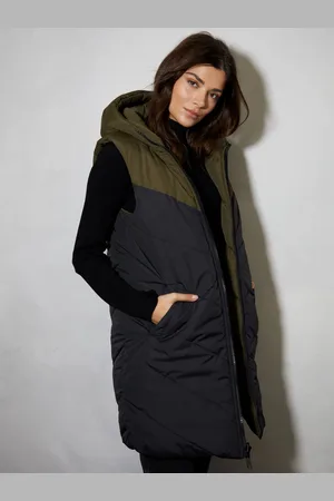 Threadbare Green Longline Hooded Padded Gilet AU 16