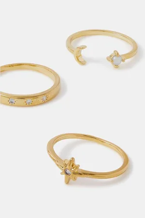 Accessorize Gold 14ct Celestial Rings 3 Pack large