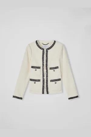 LK Bennett Cream Charlie Cotton Mix Jacket AU 10