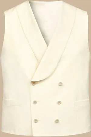 Charles Tyrwhitt Cream Adjustable Fit Morning V2 Suit: Waistcoat 42 R