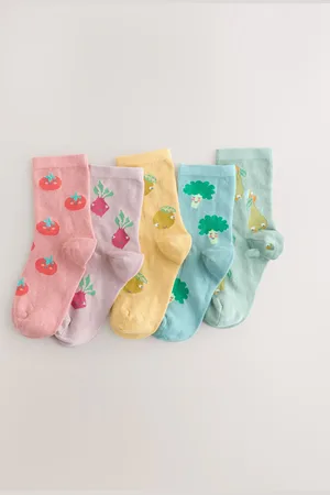 Next Multi 5 Pack Cotton Rich Fruit and Vegetable Ankle Socks 3-5.5 Jnr