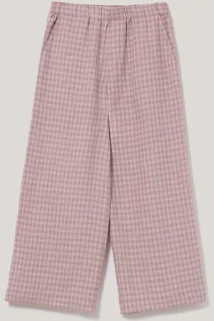 Jigsaw Pink Mara 100% Linen Checked Trousers AU 8