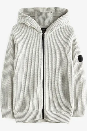 Next Grey Knitted Zip Through Hoodie (3-16yrs) 7 Years (122cm)