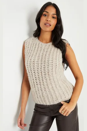 Threadbare Natural Chunky Knitted Vest AU 16