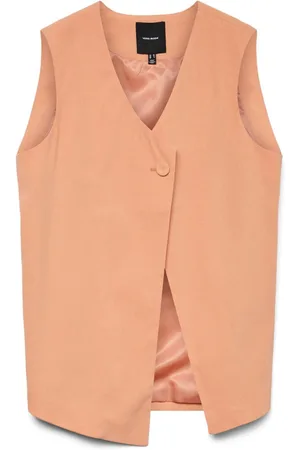 VERO MODA Orange One Button Asymetric Lined Waistcoat AU 6