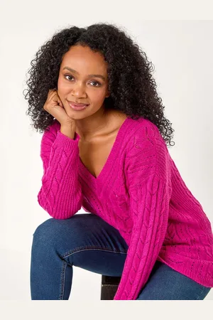Roman Pink Petite V-Neck Knit Jumper AU 18