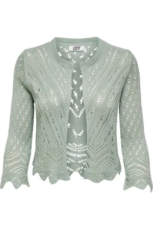 JDY Green Crochet 3/4 Sleeve Cardigan