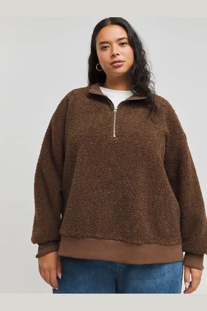 Simply Be Brown Teddy Zip Collar Sweat AU 22