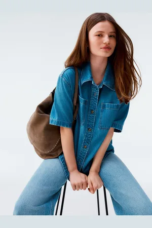 Next Oversized Short Sleeve 100% Cotton Denim Shirt small