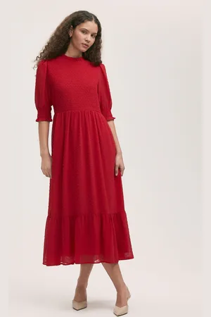 Finery London Amelia Dobby Georgette Midi Tea Dress AU 16