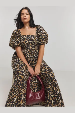 Simply Be Leopard Print Poplin 100% Cotton Maxi Dress AU 26