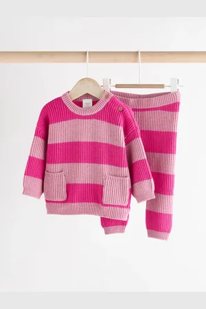 Next Pink Stripe Knitted Baby Jumper & Leggings Set (0mths-2yrs) Up to 3 Months (62cm)