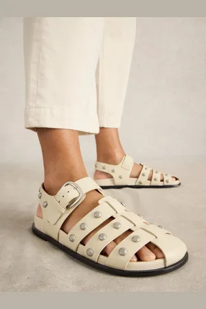 White Stuff White Helena Studded Fisherman Sandals AU 7 (EU 37.5)