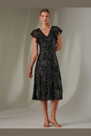 Jolie Moi Fit & Flare Sequin V-Neck Midaxi Dress AU 14
