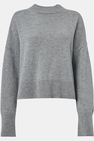 Whistles Grey Cashmere Blend Split Back Knit Jumper M