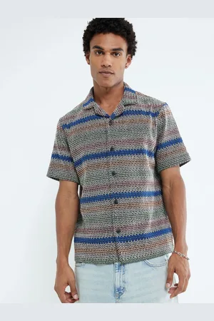 River Island Crochet Stripe Revere Shirt XS