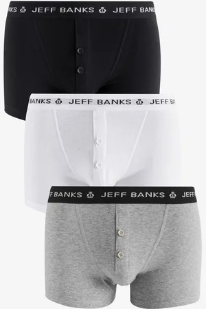 Jeff Banks Grey Cotton Button Fly Boxers 3 Pack S
