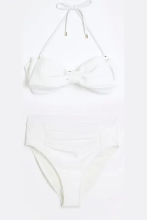 River Island White Bow Bandeau Bikini Set 2 Piece 10