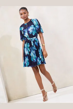 Lipsy London Floral Pleated Mini Shift Dress 14