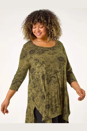 Roman Green Curve Floral Print Bar Back Top AU 22-24