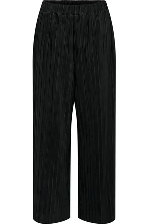 ONLY Black Plisse Wide Leg Trousers