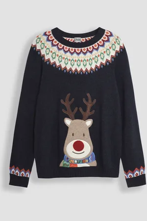 JoJo Maman Bébé Navy Blue Mens Reindeer Jumper S