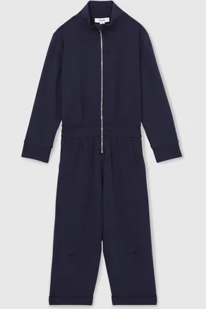 Reiss Navy Nala 13-14 yrs Jersey High Collar Jumpsuit 13