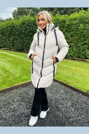 Ax Paris Hooded Long Line Puffer Black Coat AU 8