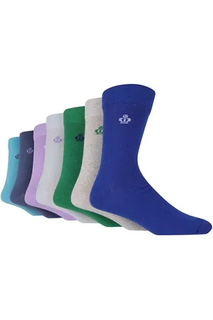 Jeff Banks Blue Cotton Fashion Crew Socks One