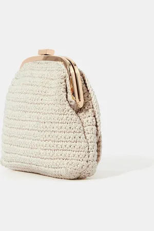 Accessorize Cream Corsage Macrame Clip Frame Bag one