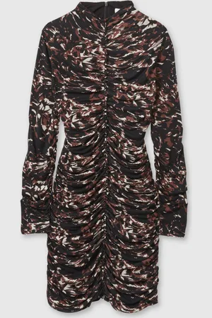 Reiss Carolina Jersey Ruched Abstract-Print Midi Dress L