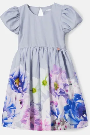 Angel & Rocket Anna Mint Border Print Puff Sleeve 100% Cotton Dress 8 Years (128 cm)