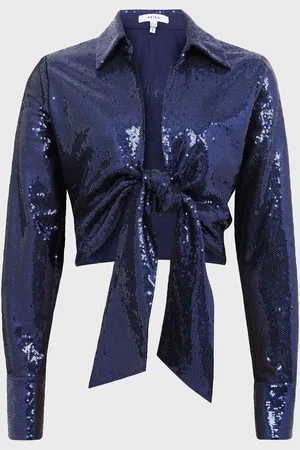 Reiss Hannah Tie Front Sequin Top AU 12