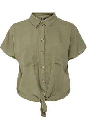 Pieces® Tie Front Short Sleeve Shirt AU 10