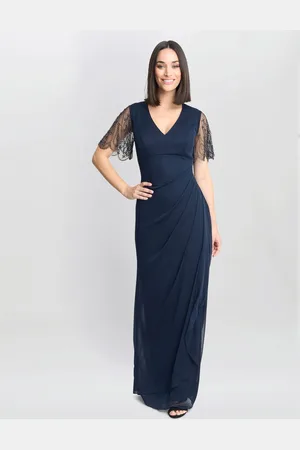Gina Bacconi Josephine V-Neck Maxi Dress With Embellished Sleeve AU 16