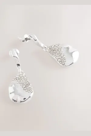 Next Silver Tone Molten Drop Stud Earrings One