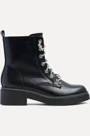 Linzi Black Lacey Ankle Boots With Diamond Laces AU 9 (EU 40)