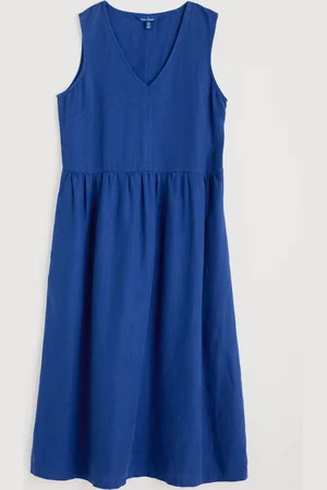 Seasalt Cornwall Petite Lowland Heather Sleeveless 100% Linen Dress AU 24