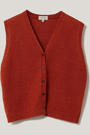 Jigsaw Red Linen Button Through Tank medium