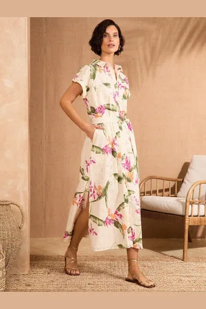 Love & Roses 100% Cotton Broderie Tie Belted Short Sleeve Midi Dress 12