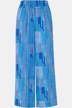 Whistles Blue Stripe Print Cropped Trousers 12
