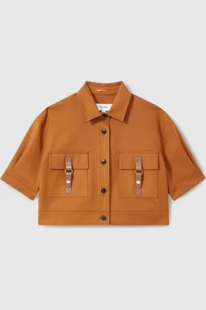 Reiss Mariane Button-Through Cropped Cargo Top AU 14