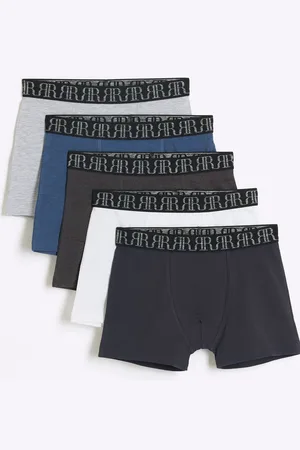 River Island Blue Boys Marl 100% Cotton Boxers 5 Pack 15