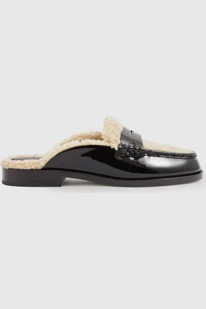 Paige Leather And Shearling Loafer Mules AU 8 (EU 39)