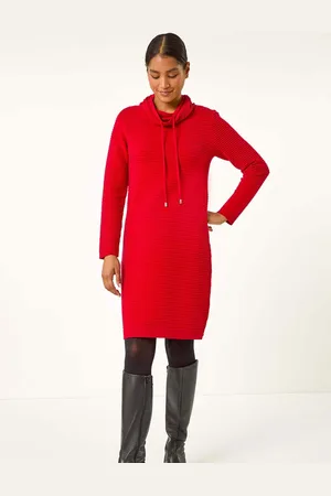 Roman Ribbed Cowl Neck Jumper Dress AU 12