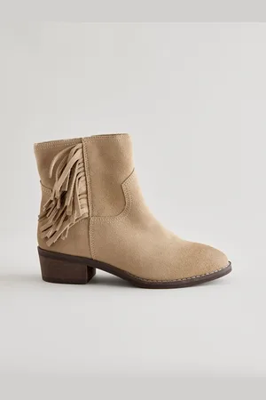 Next Stone Suede Fringe Western Boots US 4 (UK 3)