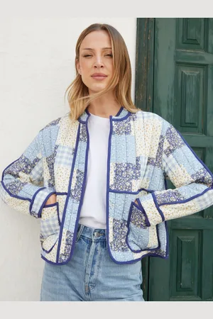Threadbare Blue Floral Patchwork Quilted Jacket AU 14