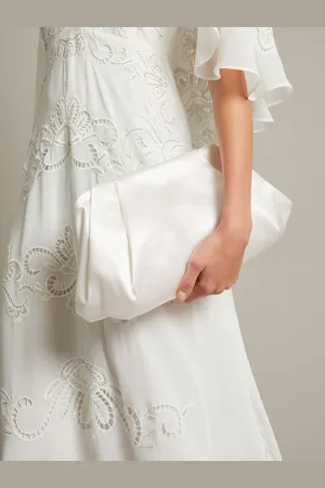 Monsoon Natural Oona Pleat Satin Clutch Bag One