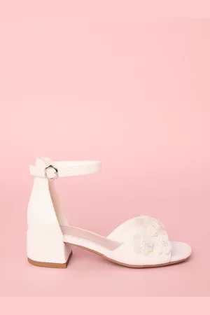 Lipsy London White Low Block Heel Flower Corsage Occasion Sandals AU 11 (EU 29)